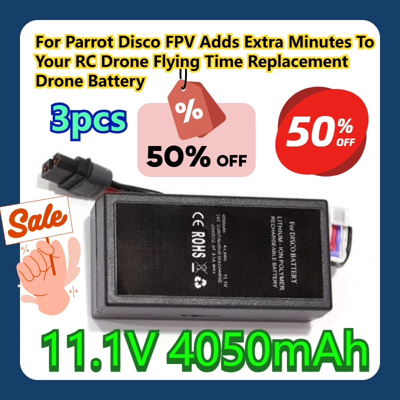 

For Parrot Disco FPV Adds Extra Minutes To Your RC Drone Flying Time Replacement Drone Battery 11.1V 4050mAh 3pcs