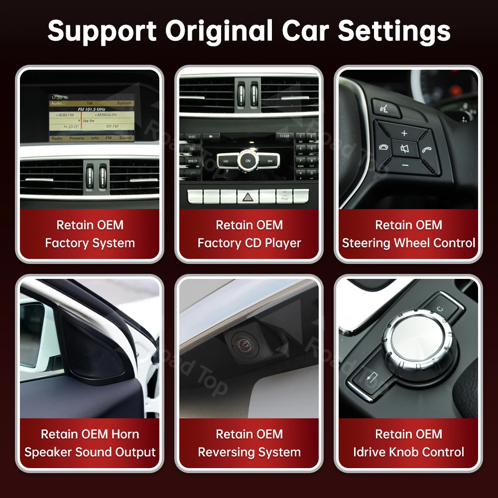 Road Top Wireless CarPlay Android Auto Multimedia Display Linux Touch Screen for Mercedes-Benz C Class W204 2011-2012 NTG4.5 - view 5