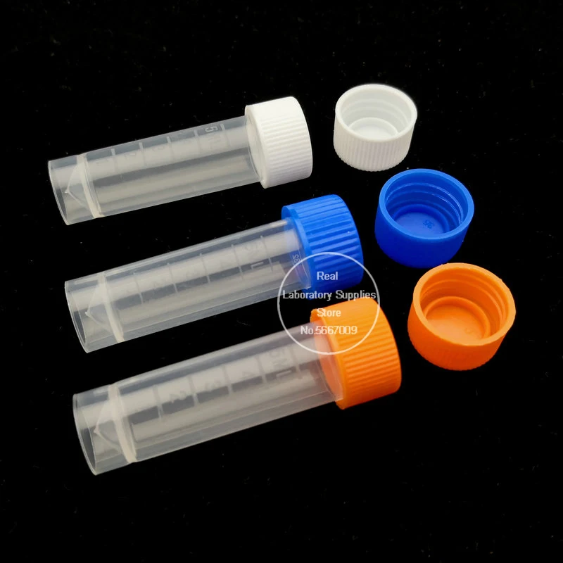 200pcs/pack 5ml PP Cryo Vial Freezing Tube Cold Storage bottle Cryovial Plastic Test Tubes  School Supplies