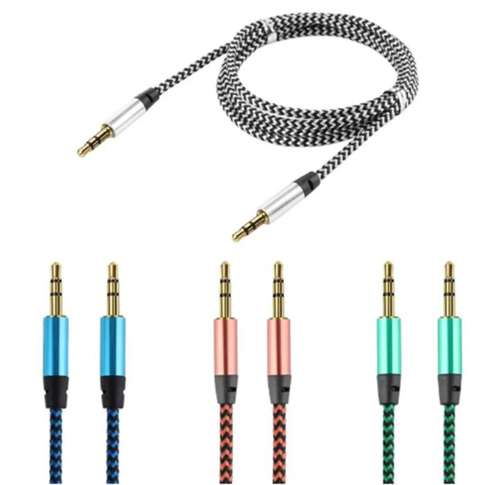Kolorowy tkany kabel Audio z miedzianym rdzeniem 3.5mm uniwersalna linia połączeniowa pojazdu do publicznych produktów cyfrowych