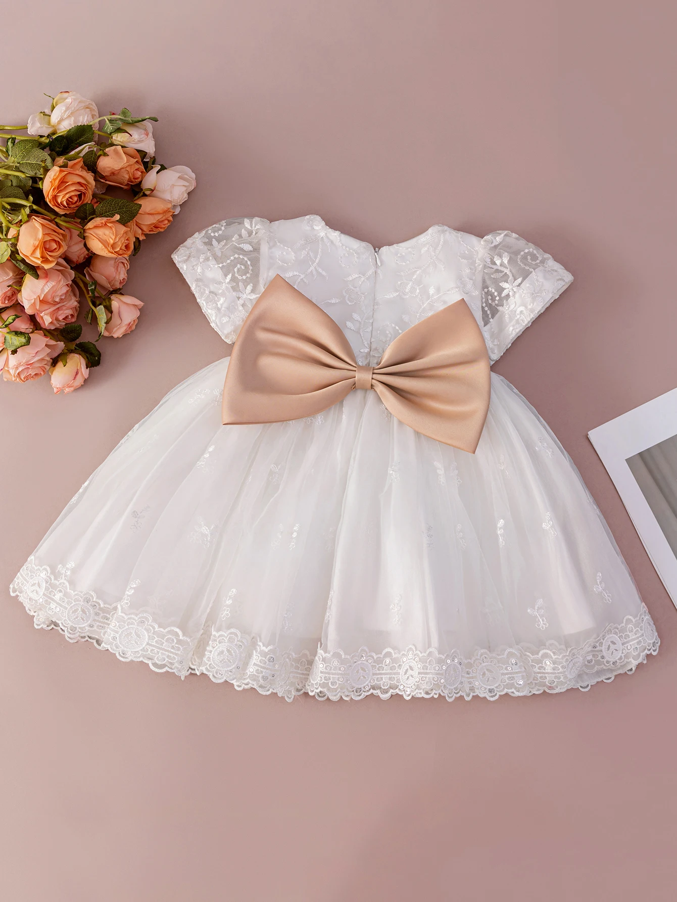 

Wholesale Summer New Design Beauty Baby Girls Dress Embroidery Children Short Sleeve Birthday Party Dresses