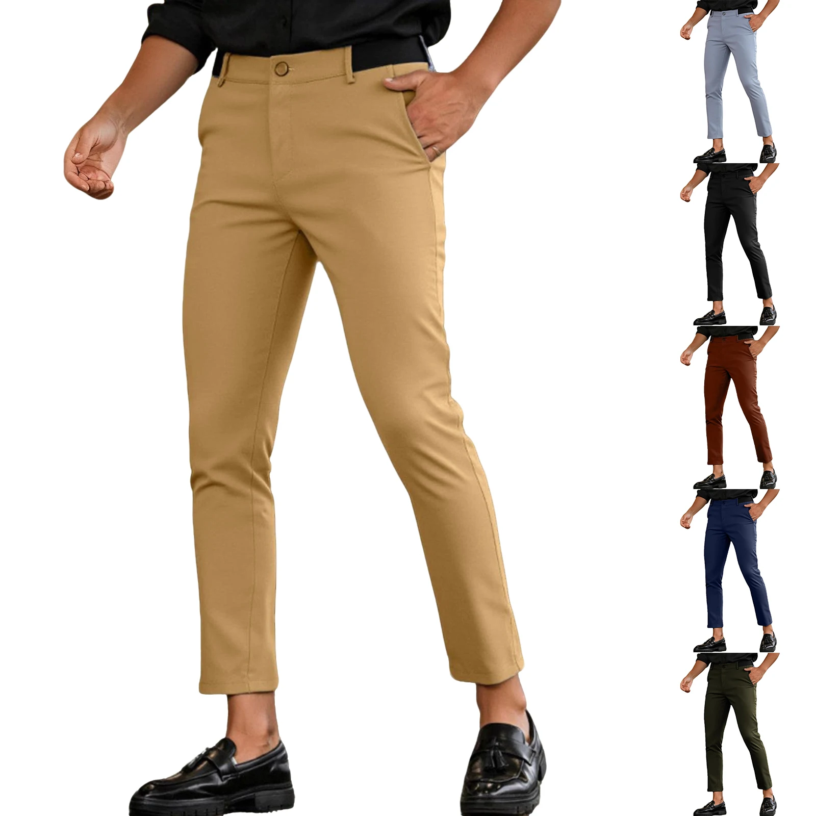 

Брюки-чинос YHOPE, мужские облегающие эластичные узкие зауженные классические брюки-чинос, повседневные однотонные брюки
