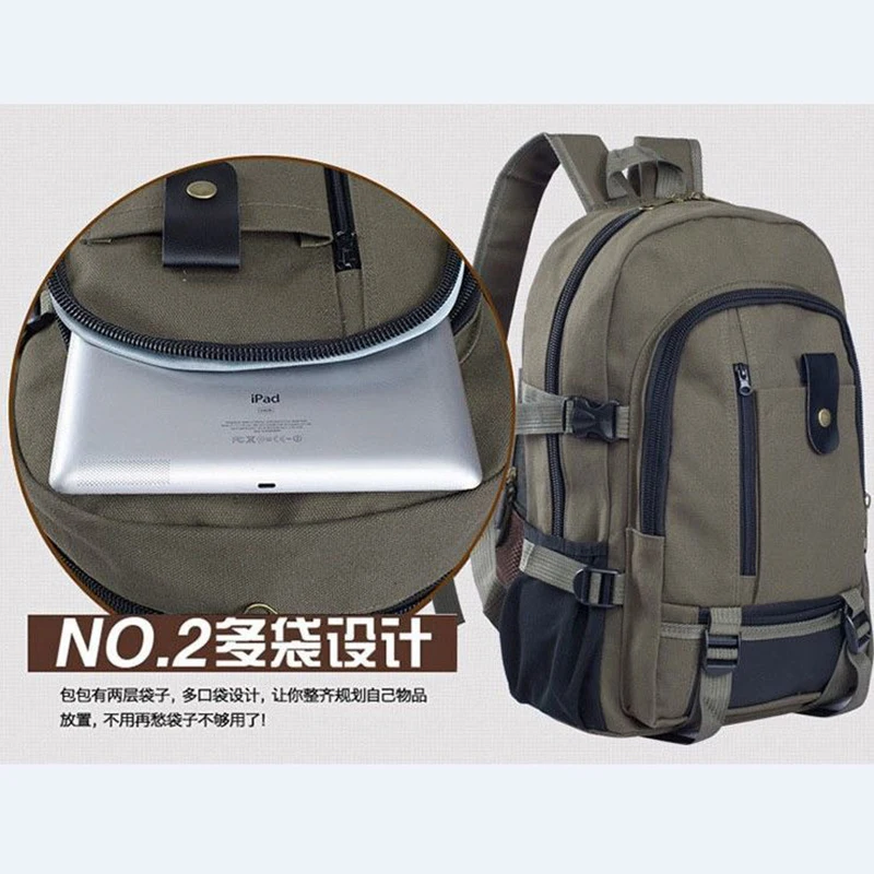 Masculino simples durável e resistente ao desgaste acampamento portátil caminhadas grande capacidade lona moda juventude saco de desporto mochila