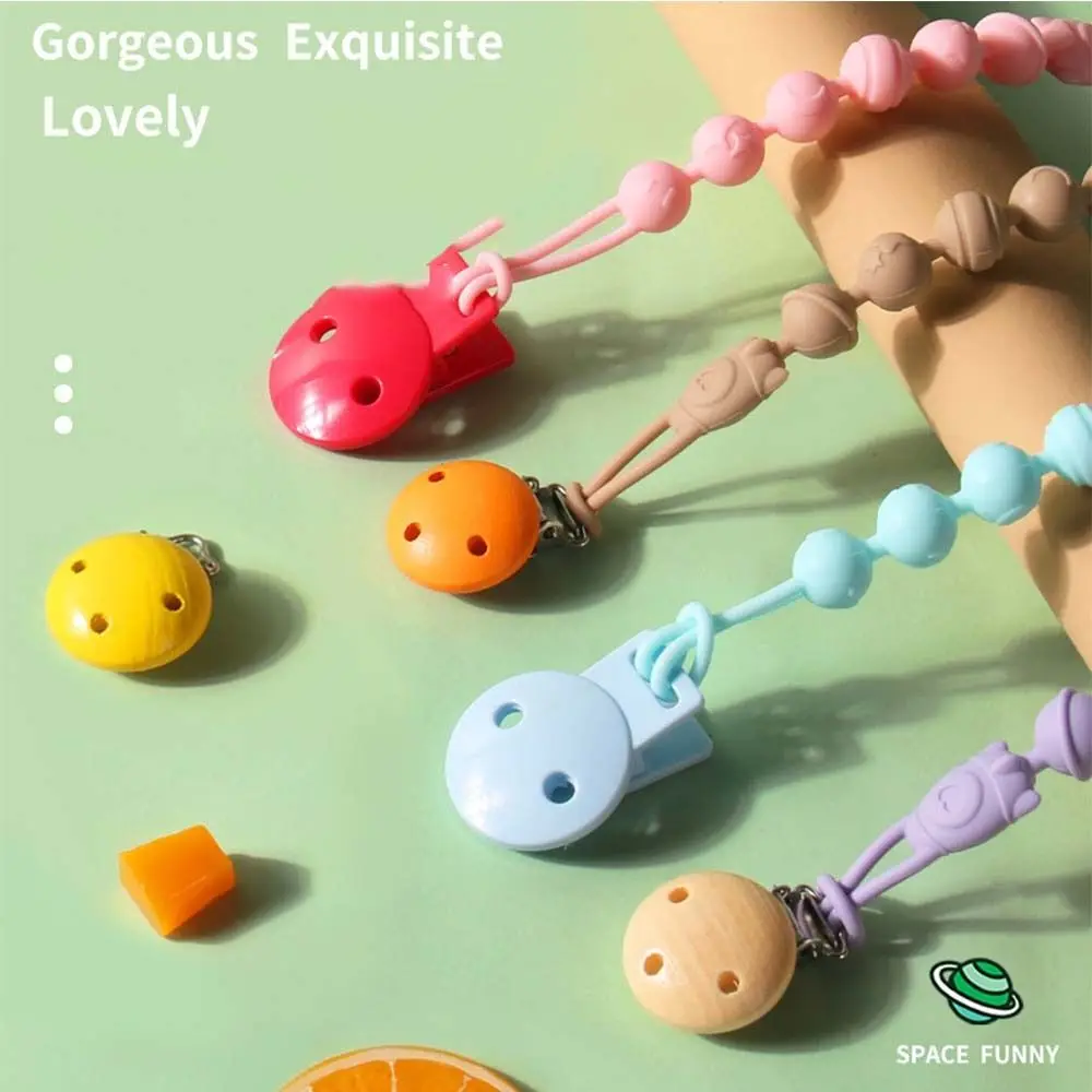 Alça anti-perdida de silicone para bebê, Corrente de chupeta dos desenhos animados, Brinquedos mordedores, Acessórios para carrinho ajustável