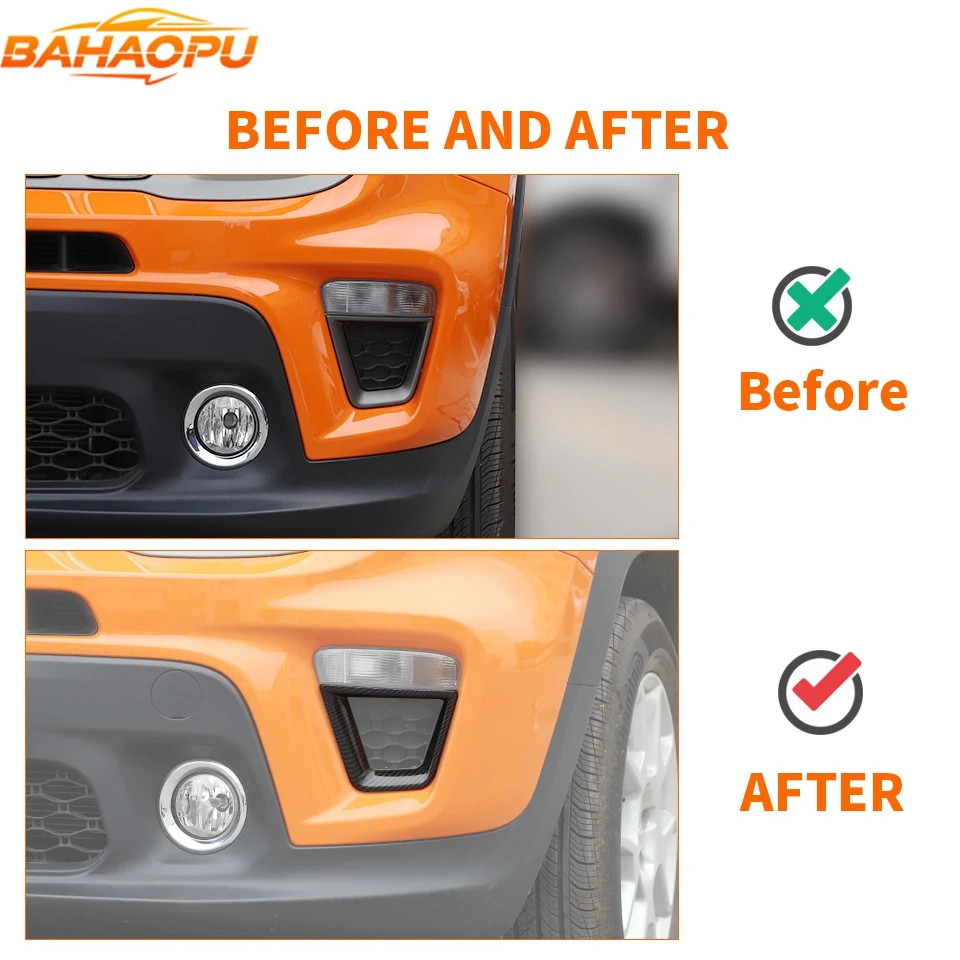 BAHAOPU Car Front Turn Signal Light Lamp Decoration Cover for Jeep Renegade 2019 2020 2021 2022 2023 2024+ Exterior Accessories