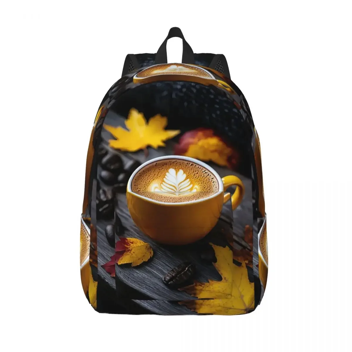 Autumn Latte A Cozy Coffee Moment With Golden Leaves Backpack Student Boys Girls BookBag Kids School Bag Laptop Shoulder Bags