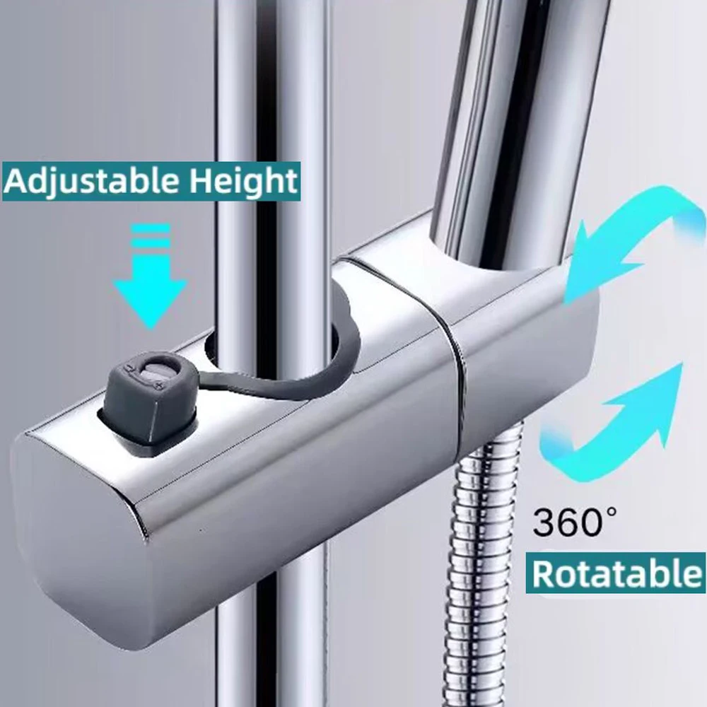 Supporto universale per soffione doccia da 20 ~ 25 mm Barra di scorrimento per doccia in plastica ABS Staffa di supporto per morsetto regolabile Accessori per il bagno