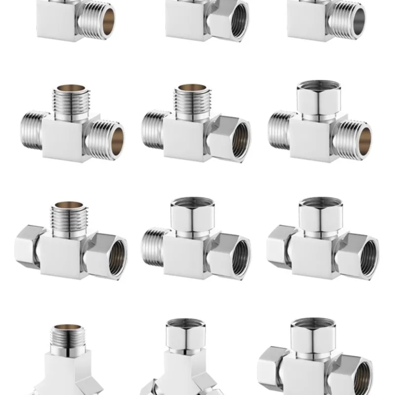 

1PC Three-way articulated angle valve one in two out 1/2" DN15 one internal tooth two external tooth interface