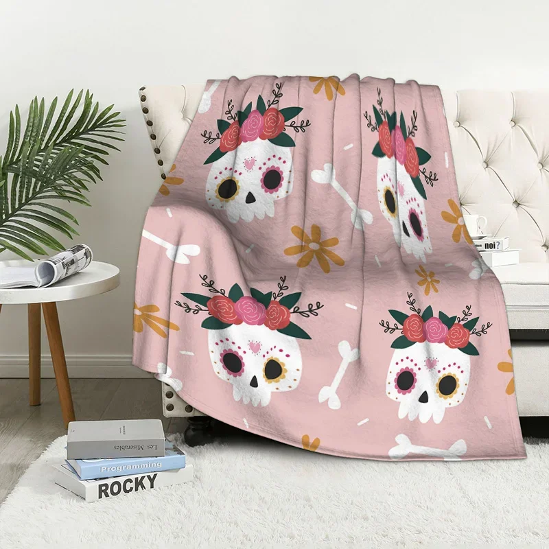 Manta de sofá de felpa para decoración del hogar, colcha suave y esponjosa, a cuadros, moderna, Halloween, Otoño, calabaza divertida