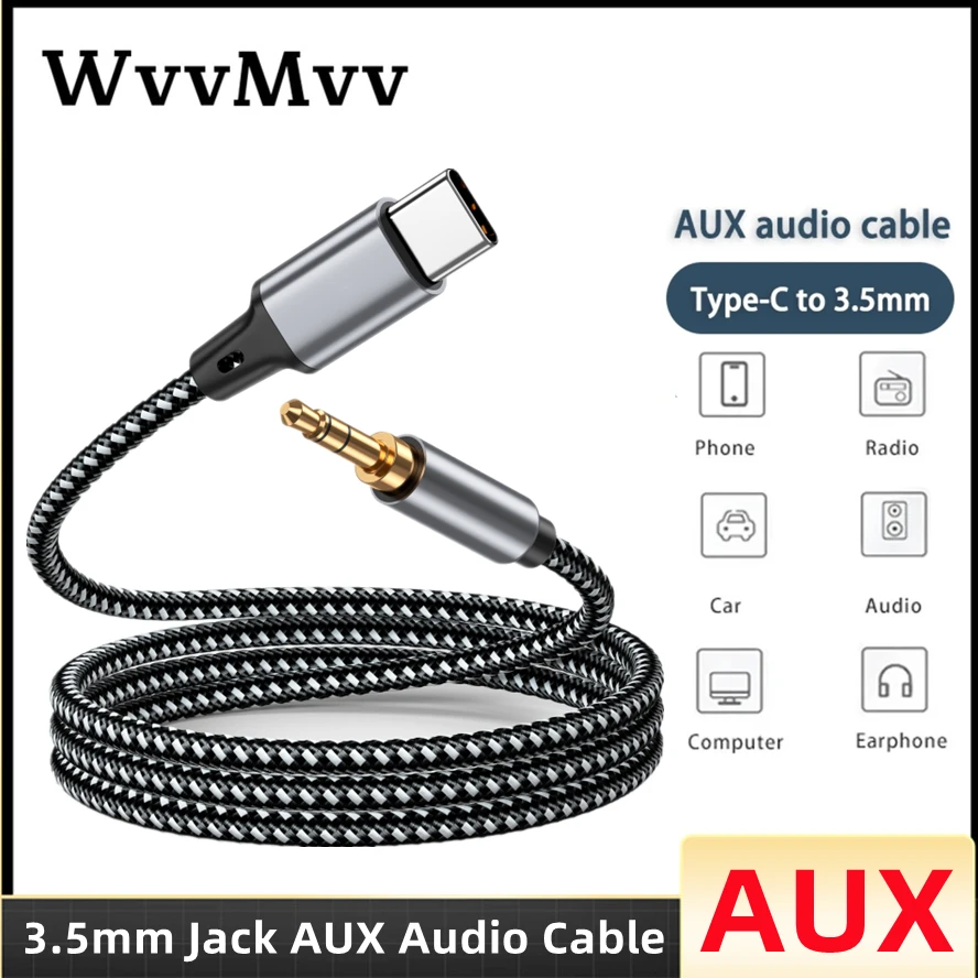 AUX Audio Cable Type C to 3.5mm Jack AUX Cord Car Speaker Headphone Adapter For Samsung S20 Xiaomi Huawei Universal Converter