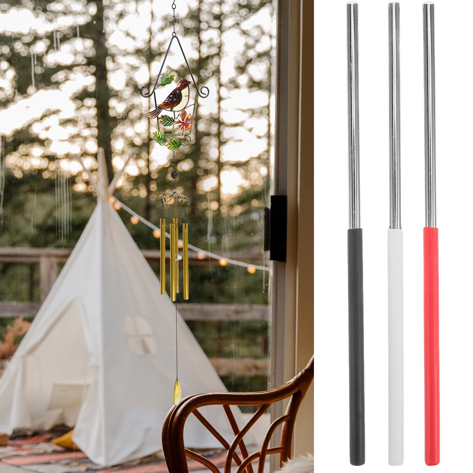 

3Pcs Triangle Alloy Strikers Set Professional Mallets Percussion Sticks Instrument Accessories for Clear Resonant Sound