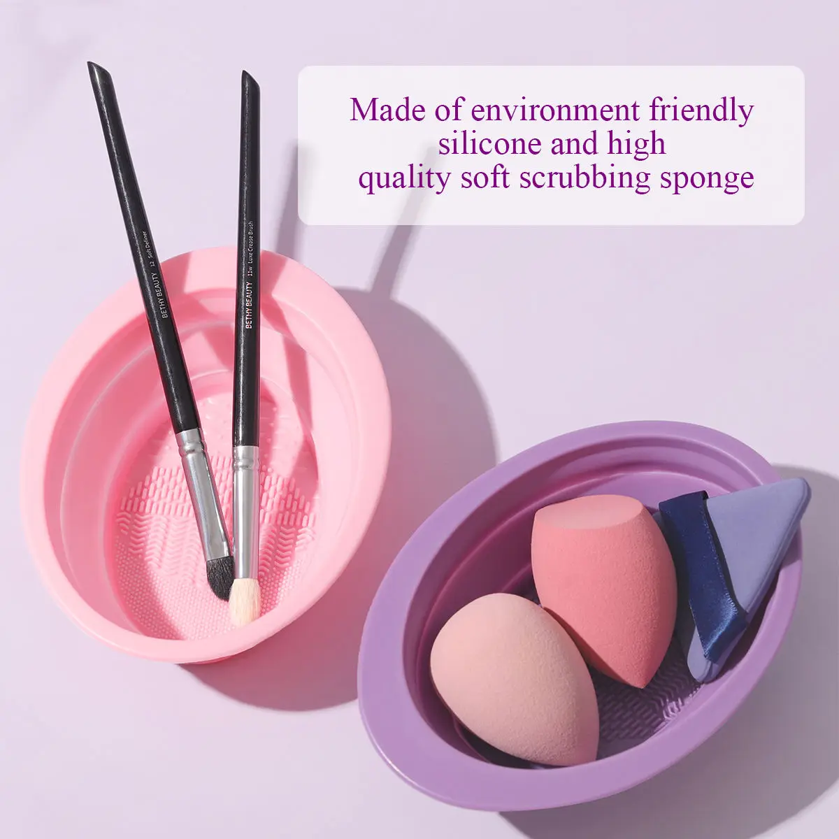 OVW New Silicone Washing Bowl Makeup Brush Cleaning Box Folding Powder Puff Eyeshadow Brushes Cleaner Colorful Scrubber Box