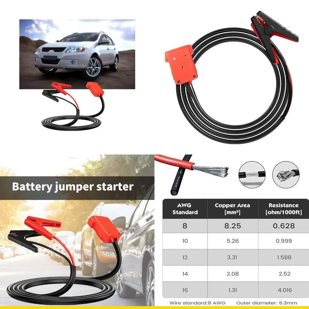 

SZCH Jumper Cable for 18V Lithium Battery, 8 Gauge Car Battery Jump Starter Cable Automotive Boosters Cable