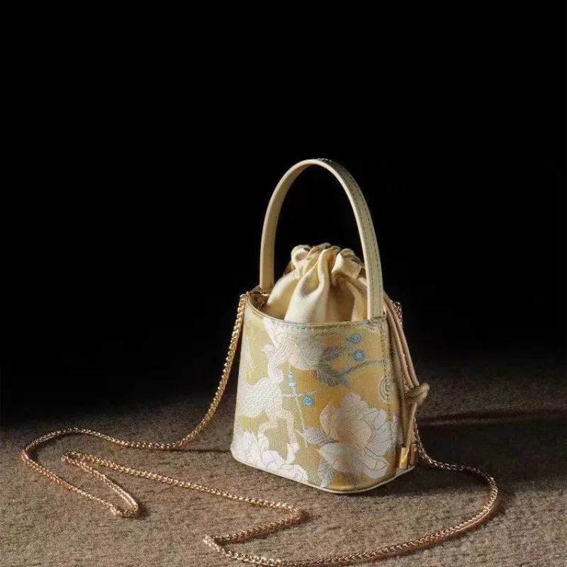 

New Chinese Style Mini Handbag Kirin Peony Single Shoulder Crossbody Bag Trendy Compact Purse for Women