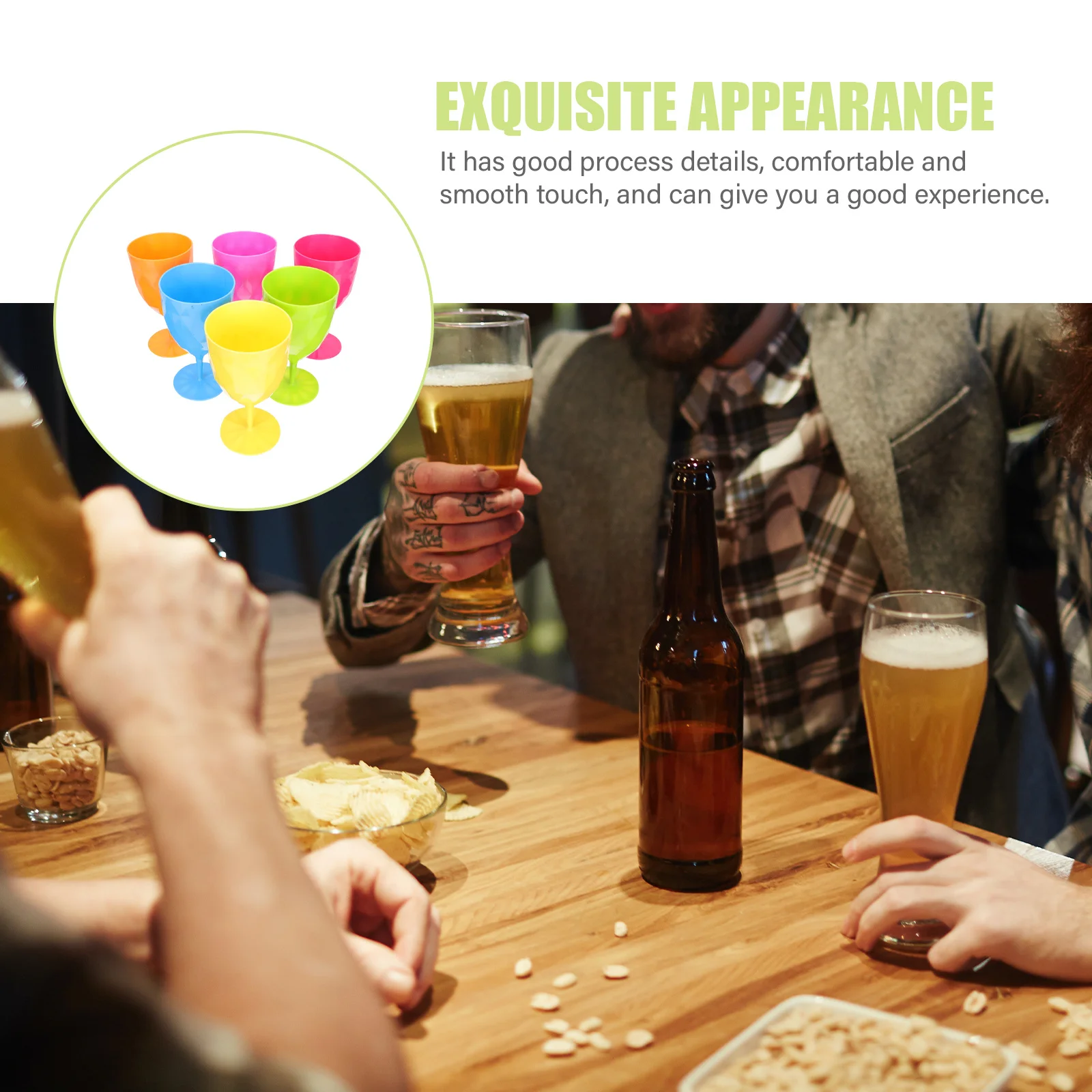 

6Pcs Plastic Wine Goblets Colorful Easter Party Cups Decorative Cocktail Glasses Beverage Cups for Home Bar Plastic Wine Goblet