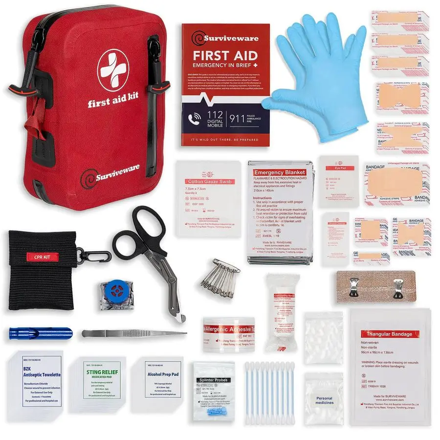 

98Piece Waterproof Premium First Aid amp Survival Kit Comprehensive Emergency Preparedness Gear for Camping, Hiking, Backpacking
