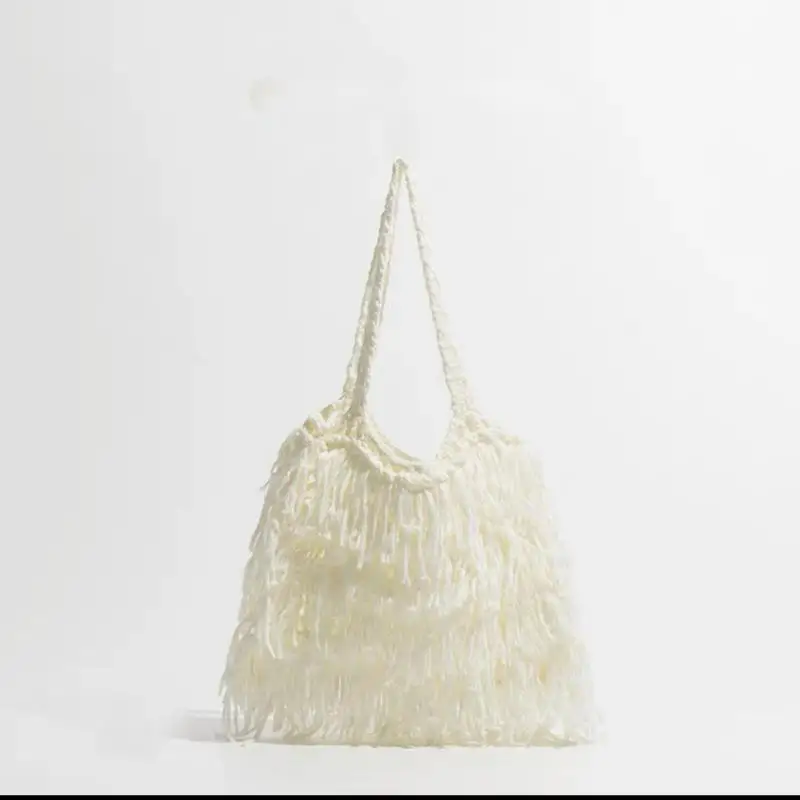 New Fringed Shoulder Bag Women\'s Tote Purse Female Knitted National Style Bag