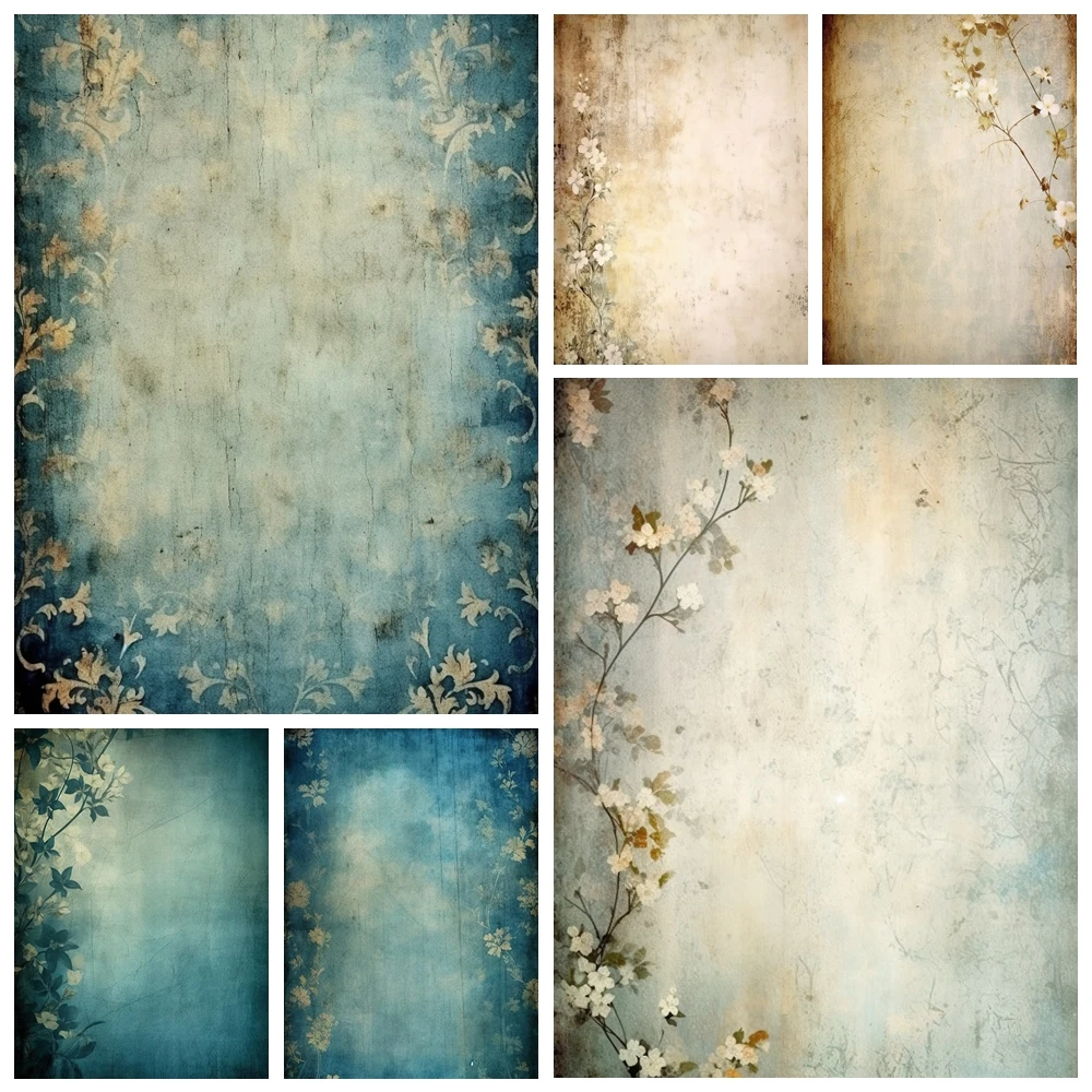 Vintage Oil Painting Flowers Background for Photography Retro Abstract Texture Adult Artistic Portrait Backdrop Photo Studio