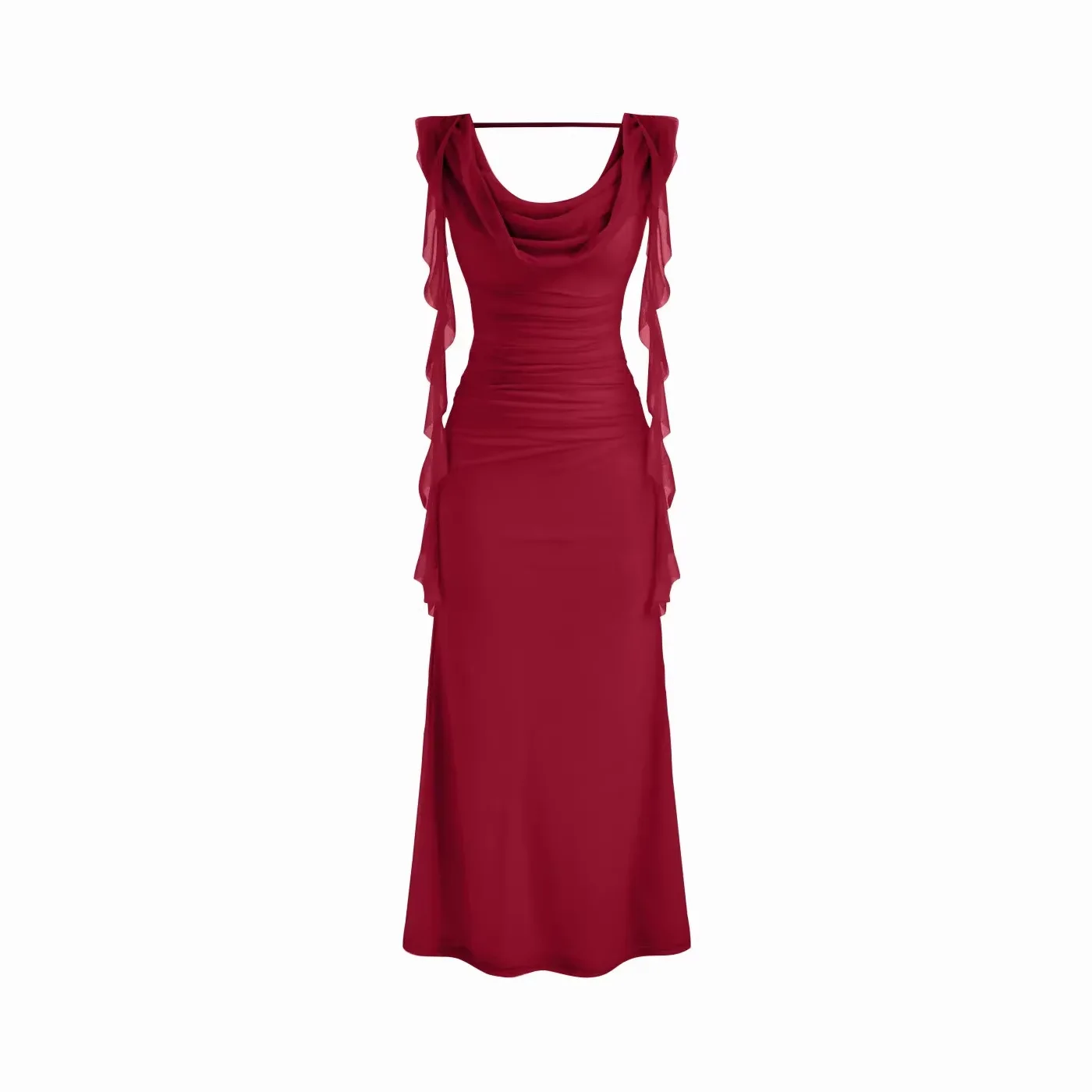 Summer Ruffles Sleeveless Maxi Dress Women 2026 Elelgant Slim Pink Backless Party Long Dresses Elegant - view 5
