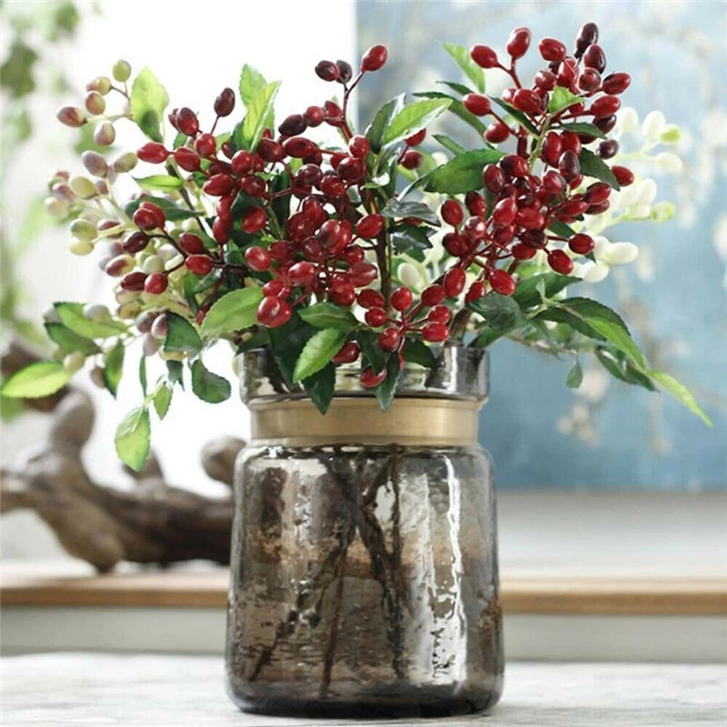 Nordic Pastoral Christmas Tree Decoration Simulated Flowers Olive Fruit Bean Branches Home Decoration