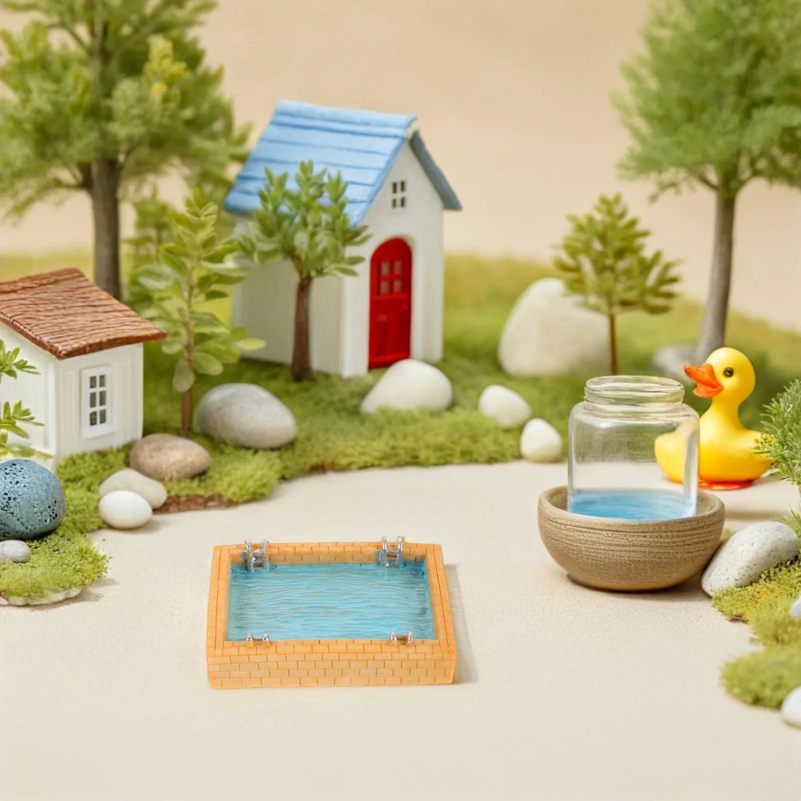 

Miniature Dollhouse Swimming Pool Vibrant Color Small Resin Pool Summer DIY Fairy Garden Accessories Beach Cake Decoration