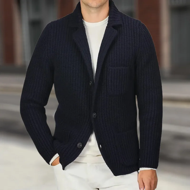 Sweater Jacket Stand-up Collar Slim-fit Knitted Suit Cardigan Autumn And Winter New Large-size Casual Men's Clothing