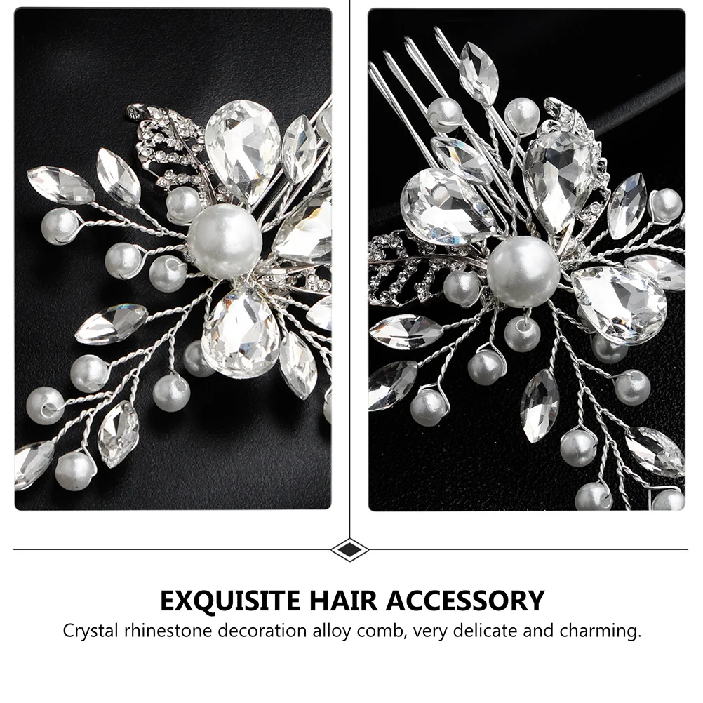 1 قطعة زخرفة العروس اللؤلؤ سبائك الفضة كريستال حجر الراين مشط أنيق غطاء الرأس الزفاف اليدوية فريد الشعر الدعامة للنساء