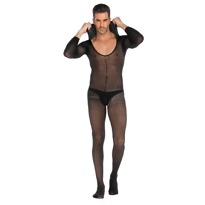 Men's Sexy Bodysuit Underwear Stocking Suit Male One-Piece Mesh Clothing Comfortable Breathable Intimate Apparel
