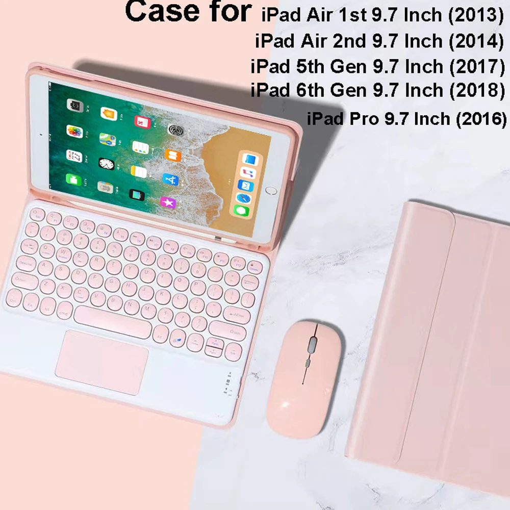 Case For iPad 5th Gen 2017 6th Gen 2018 9.7 Inch, Bluetooth keyboard case for iPad Air 1st 2nd Pro 9.7 Inch