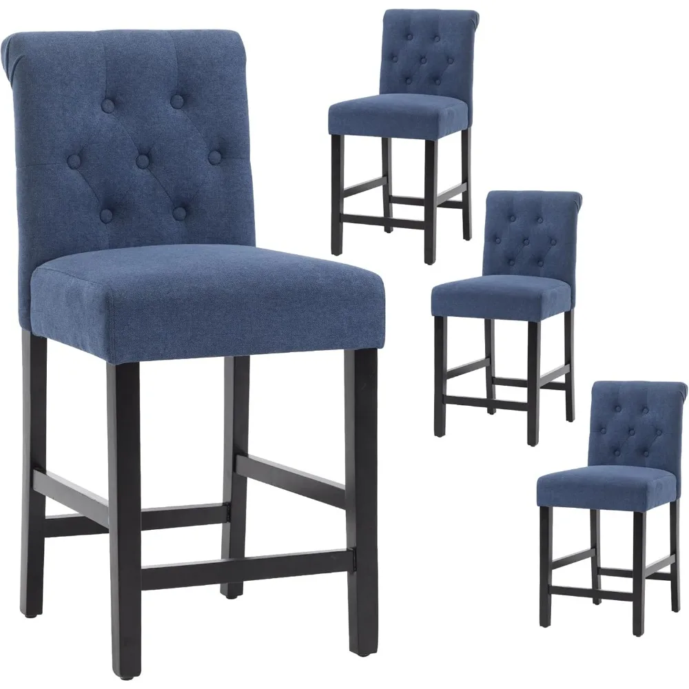 

24 Inches Upholstered Counter Stools, Bar Stools Set of 4, Fabric Counter Stools with Back, Counter Height Bar Chairs