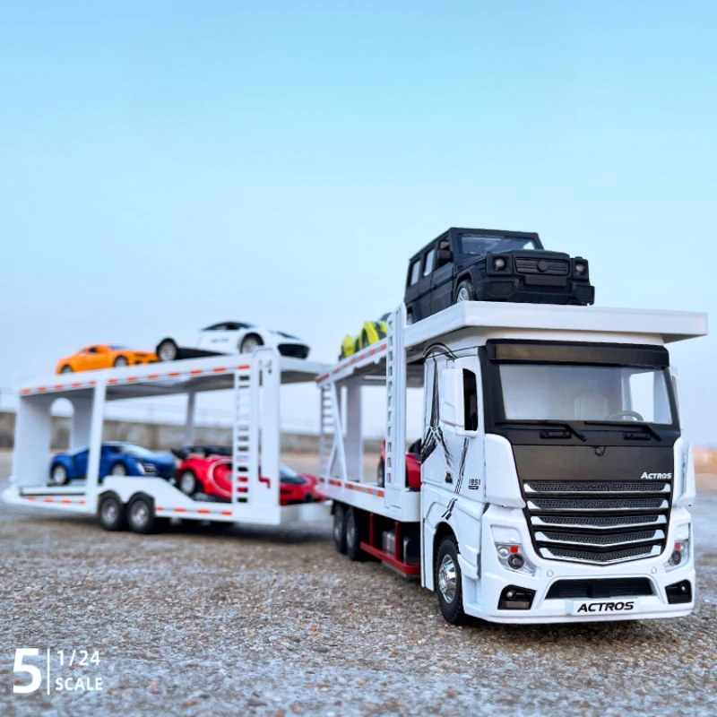 

1:24 двухслойный планшетный транспортный автомобиль, модель автомобиля из сплава, звук и свет, детские игрушки, коллекционные предметы, подарок на день рождения