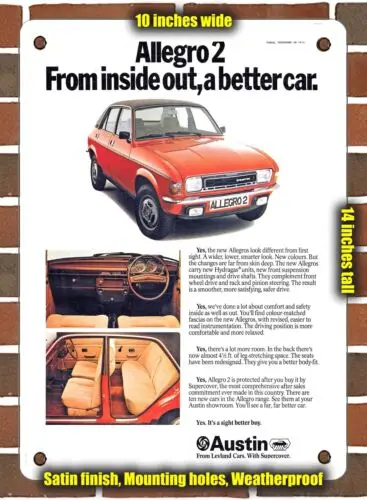 METAL SIGN - 1976 Austin Allegro 2 - 10x14 Inches