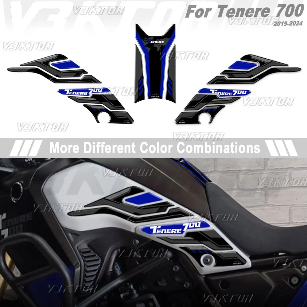 3D Resin Tank Pad Sticker Motorcycle Fuel Tank Protection Decal For Tenere 700 TENERE700 XT700 Tenere 2019-2024 2023 2022 2021