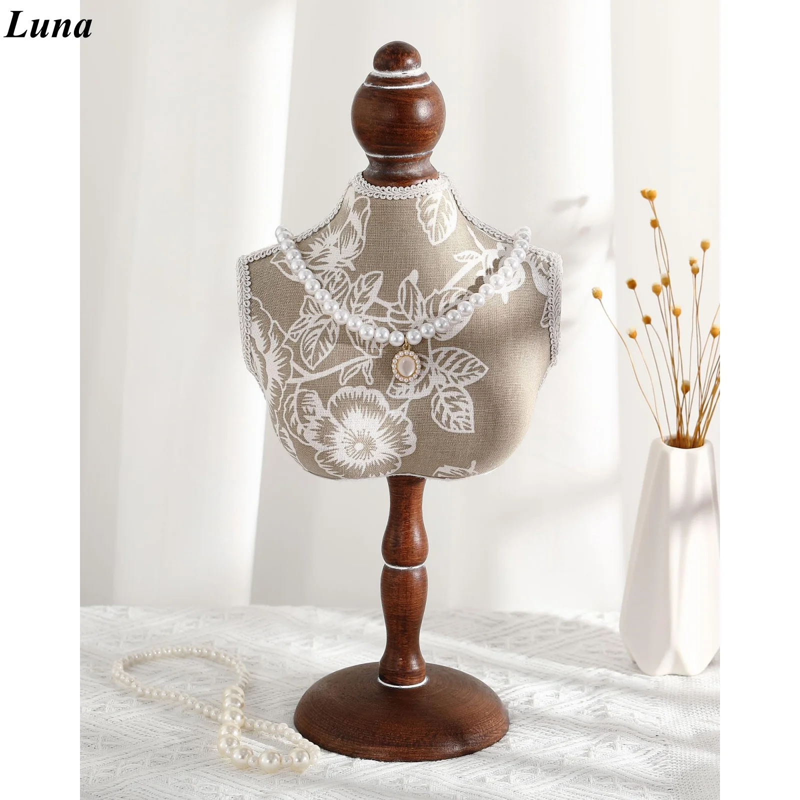 

14.17 x 6.3 in Vintage Jewelry Mannequin Display Jewelry Bust Necklace Mannequin Wooden Choker Display Pendant Necklace Holder