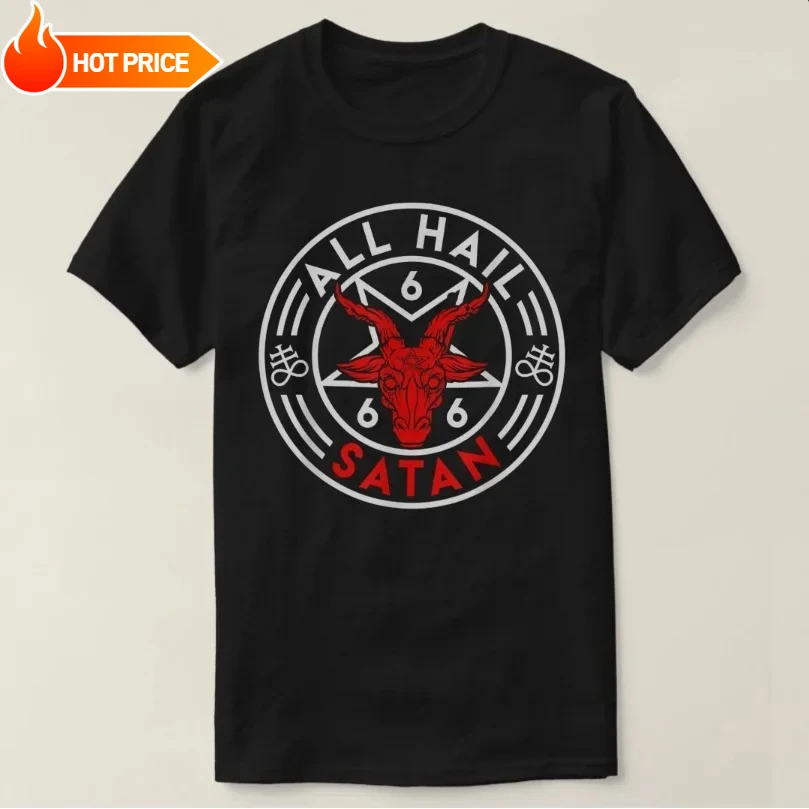 Футболка All Hail Satan - Baphomet Devil Goat Bafomet, 100% хлопок, с круглым вырезом, летняя повседневная мужская футболка с короткими рукавами, размер S-3XL