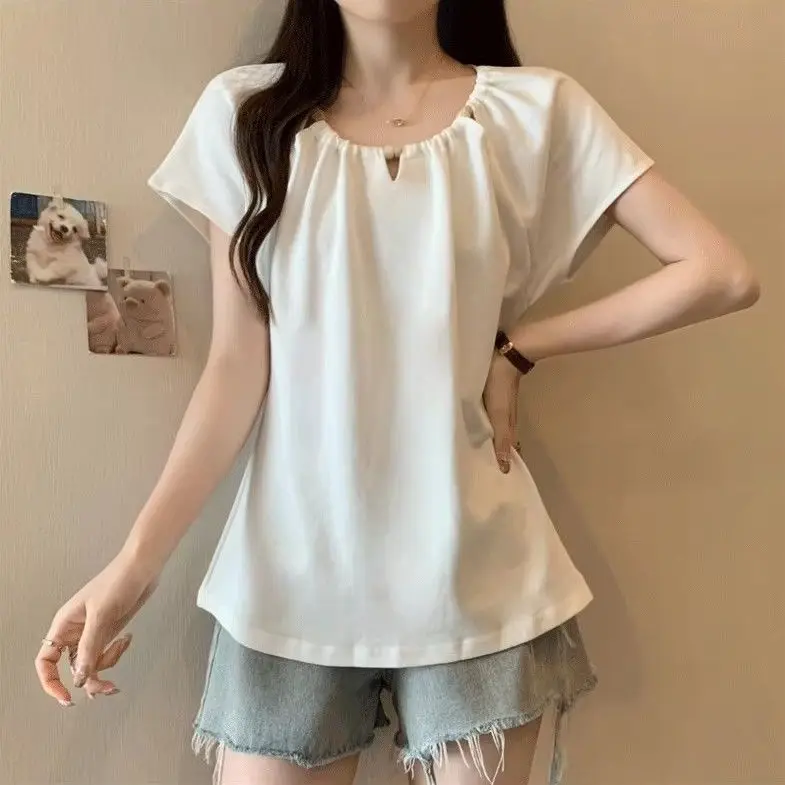 تي شيرت نسائي من القطن الخالص من الصوف الطائر صيفي كاجوال فضفاض ونحيف ومتعدد الاستخدامات