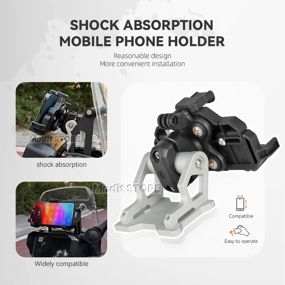 Für CFMOTO 450MT 450 MT 2024-Motorrad CNC aluminium GPS Telefon Halter Stehen Navigation Neue Schwarz Verlängerung Halterung 12mm/22mm