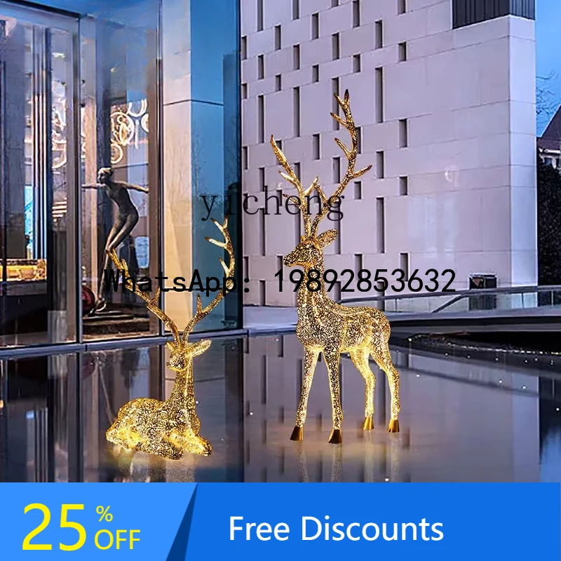 outdoor stainless steel hollow luminous floor ornament courtyard large handicraft metal sculpture