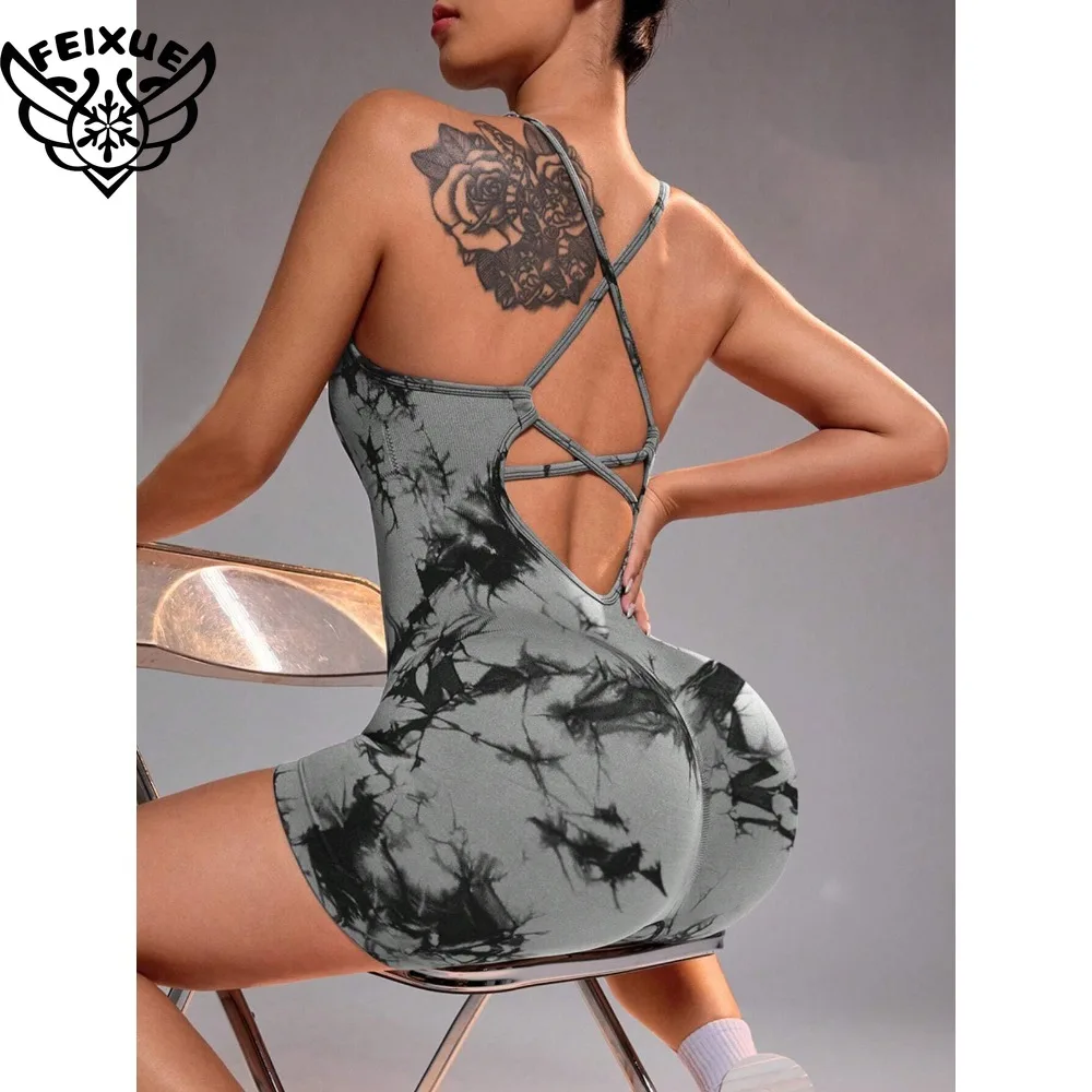 بدلة رياضية لعام 2025 بدلة رياضية للنساء للصالة الرياضية واللياقة البدنية بدلة رياضية صيفية بدون ظهر ملابس رياضية أحمر أزرق وردي أخضر