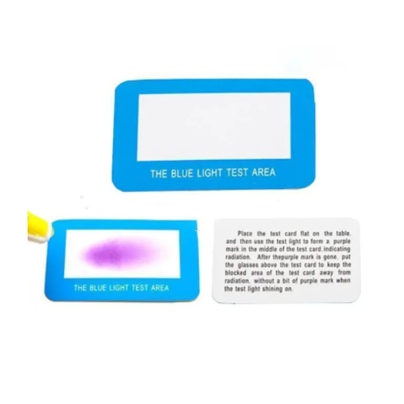 Anti-Blue Light Test Card Light Computer Glasses UV Test Accessories Blue Ray Lighter Detection Generator English Testing Card