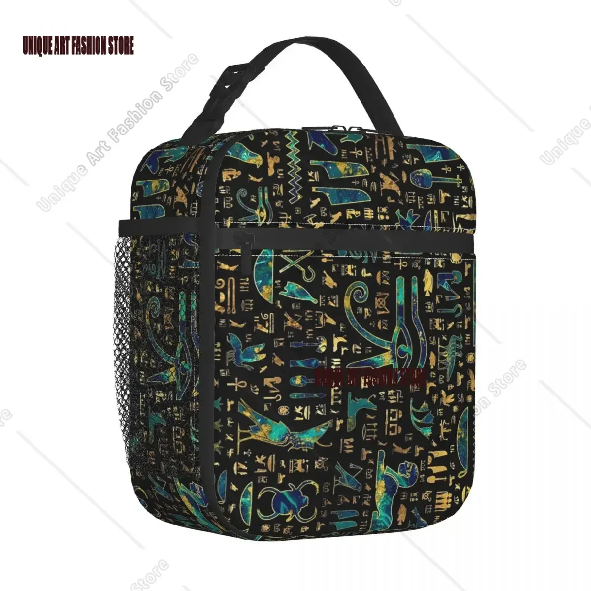 

Ancient Egyptian Hieroglyphs Insulated Lunch Bag Egypt Eye of Horus Food Box Portable Thermal Cooler Bento Box Travel