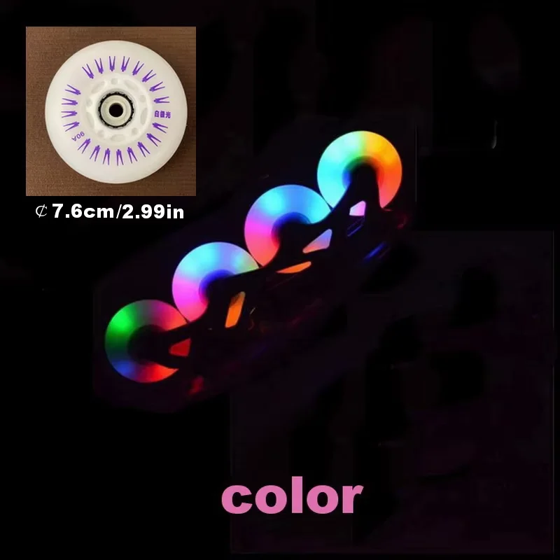 LED Flash Wheels 64mm/68mm/72mm/76m/80mm Inline Skates Rock Fancy Skates Light Up Wheels PU TiresMulti-color available