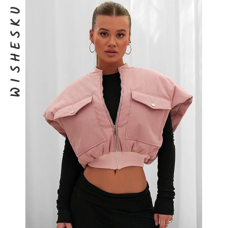 

Женские хлопковые повседневные укороченные куртки без рукавов, винтажный жилет с карманами на молнии, осень-зима 2021, одежда Harajuku Lolita Y2K