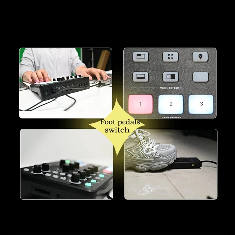 Osee GoStream X3 HDMI 호환 비디오 오디오 스위처, 라이브 스트리밍, 풋 페달 포함, 화면 및 오디오 통합 제어