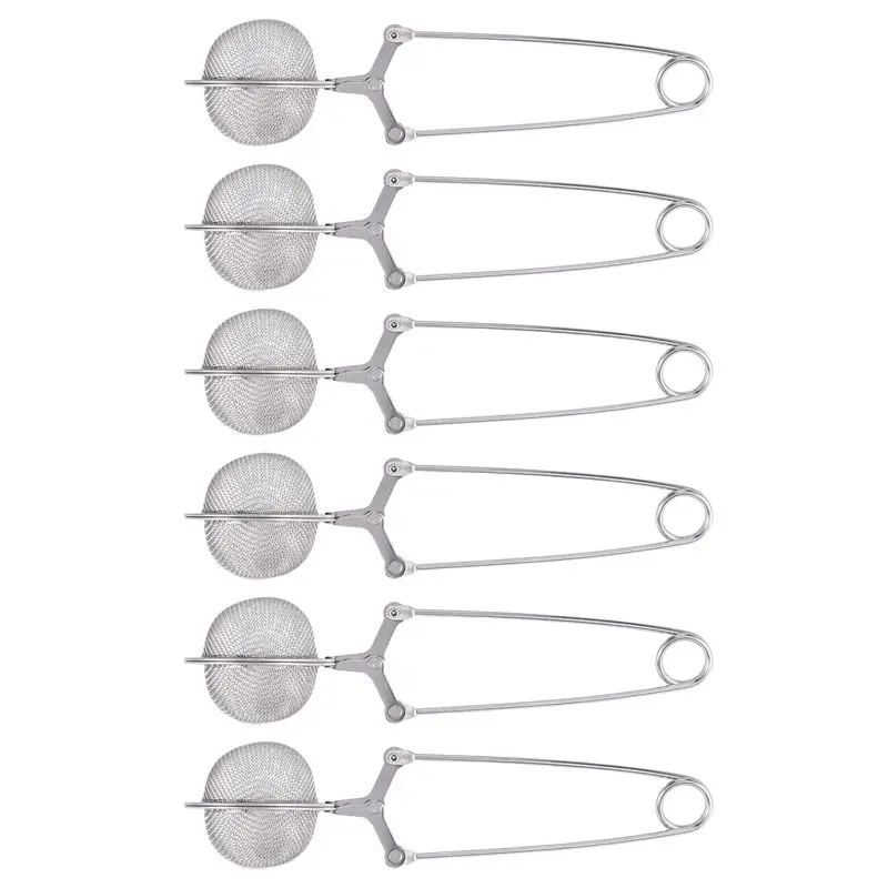 

AC76-6Pcs Tea Infuser Loose Leaf Tea Snap Ball Tea Strainer Spoon Stainless Steel Tea Filter Steeper With Handle