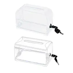 Clear Voting Box Comment Box Lockable Charity Ballot Box Raffle Ticket Box Acrylic Donation Box for Tabletop Desk