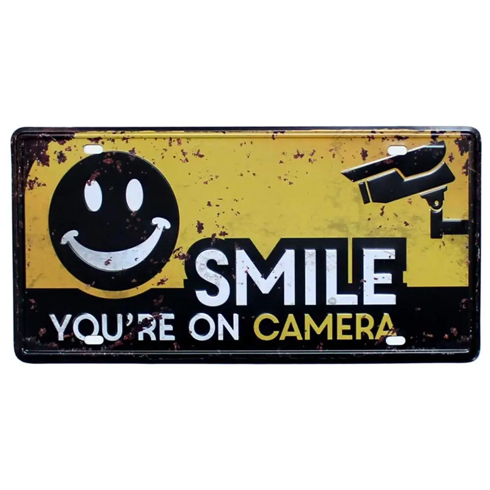 Smile You're on Camera Business Store Video Surveillance Sign Retro Tin Poster 12