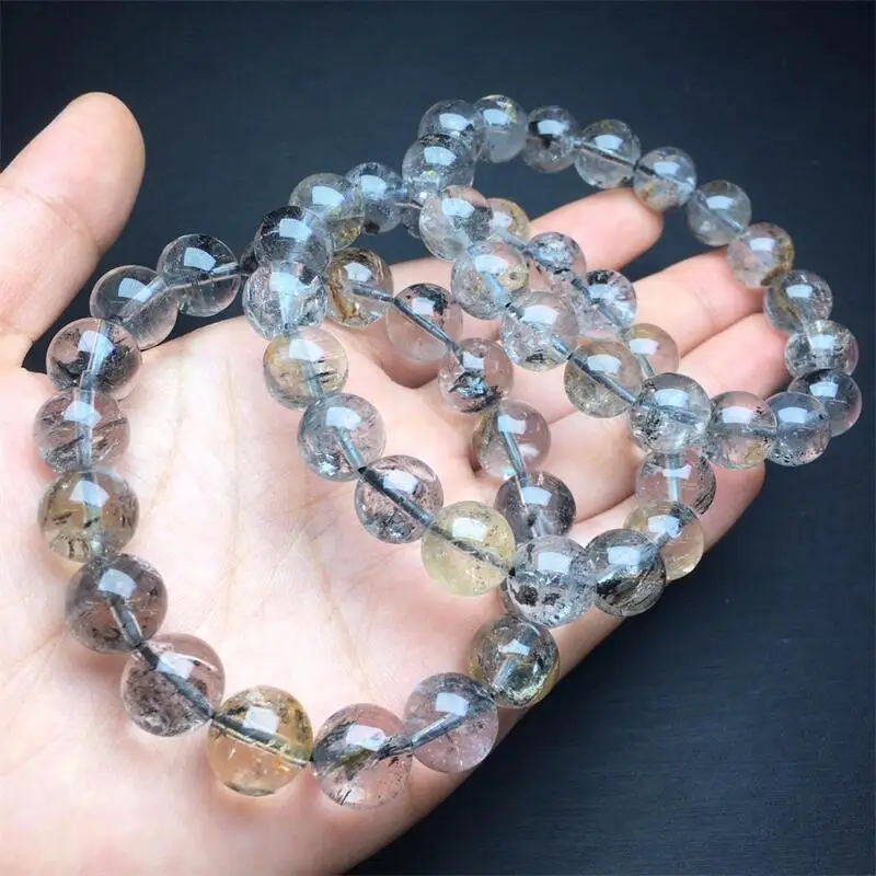 14MM Natural Herkimer Diamond Bracelet String Charms Handmade Fortune Energy Mineral Woman Amulet Jewelry Gift 1PCS