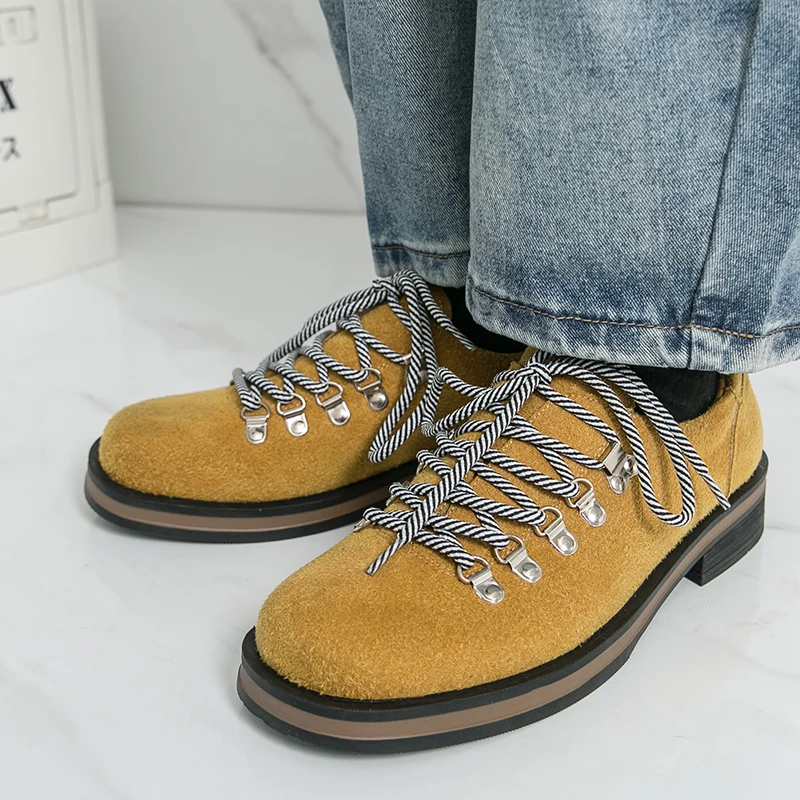 

Classic Retro Style Cow Suede Men's Casual Shoes High-quality Handmade Business Leather Shoes Brand Comfort Low Top Oxford Shoes