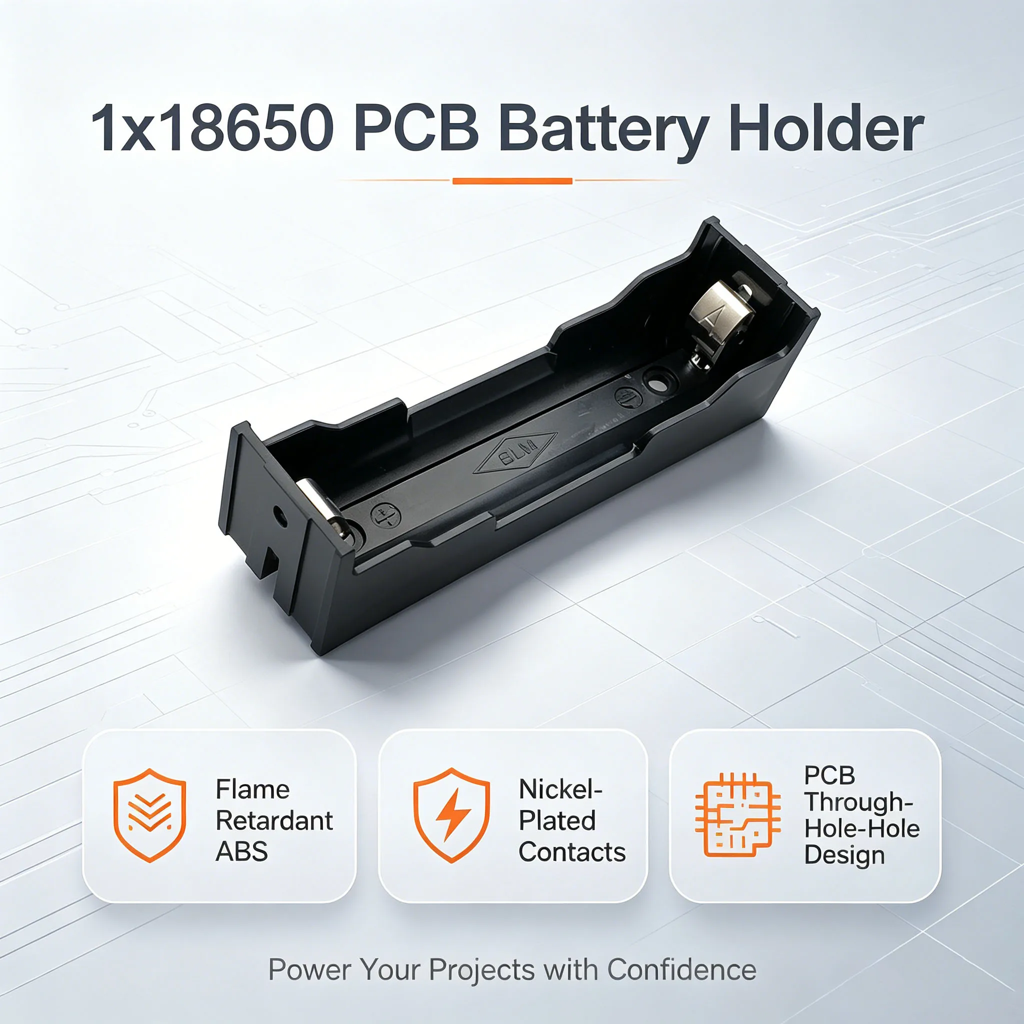 Batteriebox aus Kunststoff, DIY-Batteriehalter, Aufbewahrungsbox für 1 einzelne 18650 3,7V Batterie (ohne Batterie) – Detail 1
